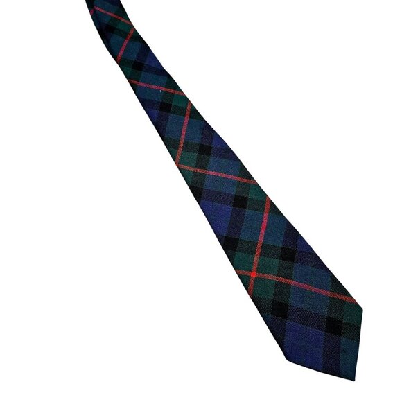 Ingles Buchan Tartan Tie 100% Pure New Wool Made In Scotland Green Blue Plaid‎ - Picture 2 of 6